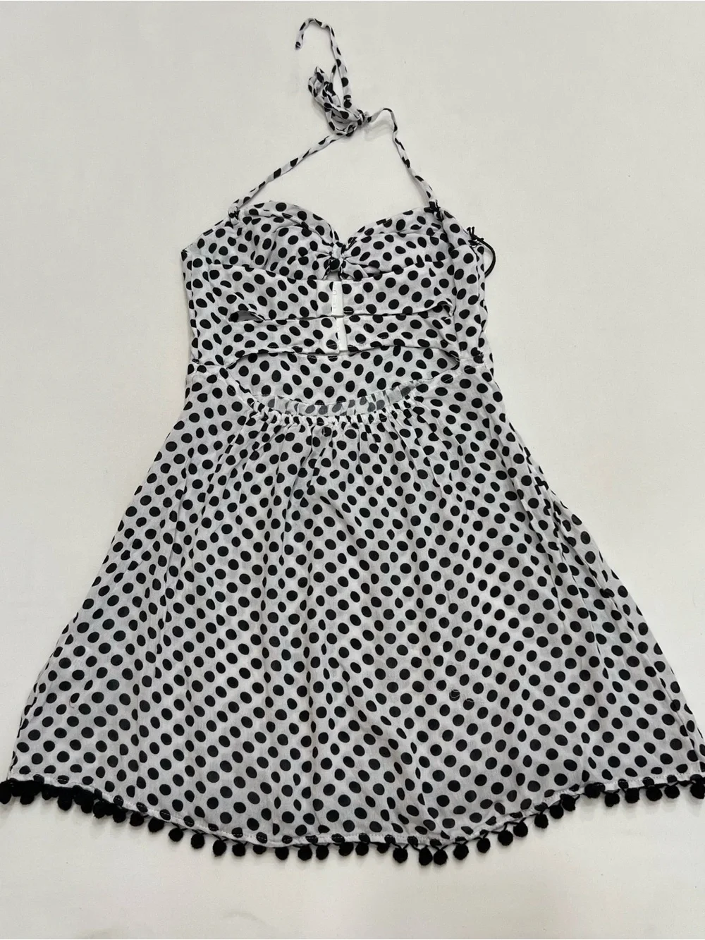 Tularosa Polka Dot Mini Dress Sz XS Halter/Strapless Cut Out Bow Summer NWT - Picture 4 of 11